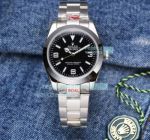 High Replica Rolex Explorer Watch Black Face Stainless Steel strap Silver Bezel  41mm
